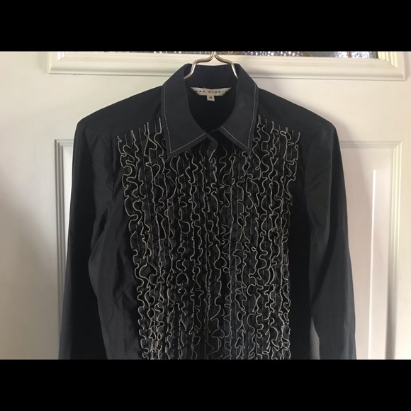 Max Studio Women’s Ruffled Dress Shirt Medium - Picture 6 of 8